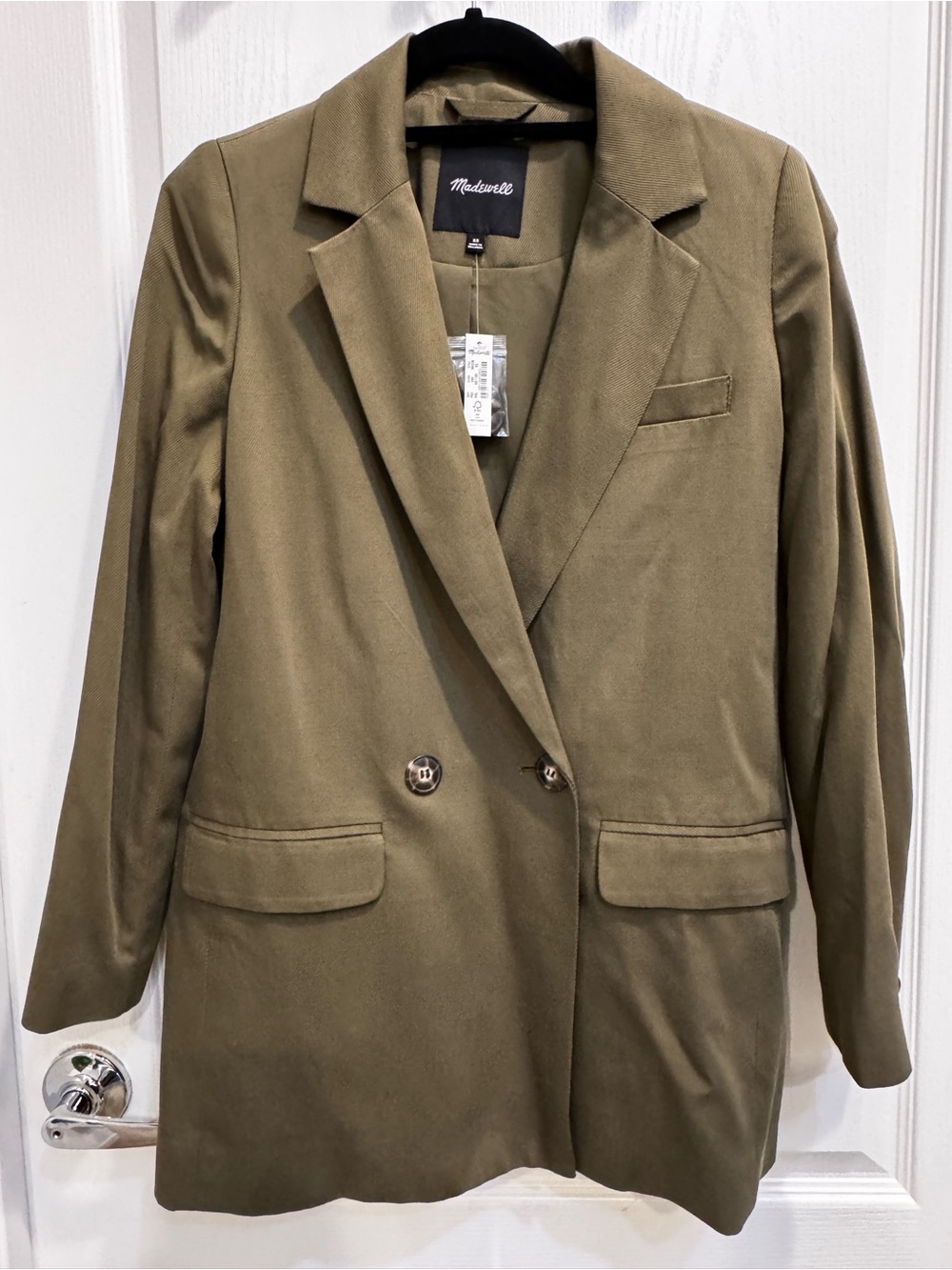 Madewell Olive Green Double Breasted Blazer XS NWT Tailored Jacket